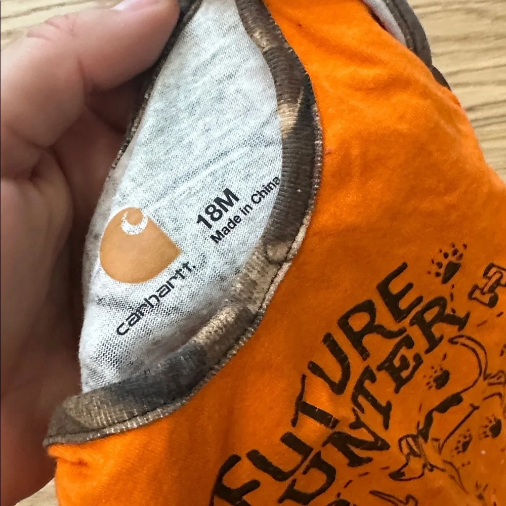 Carhartt Orange Camo Baby Onesie 18m